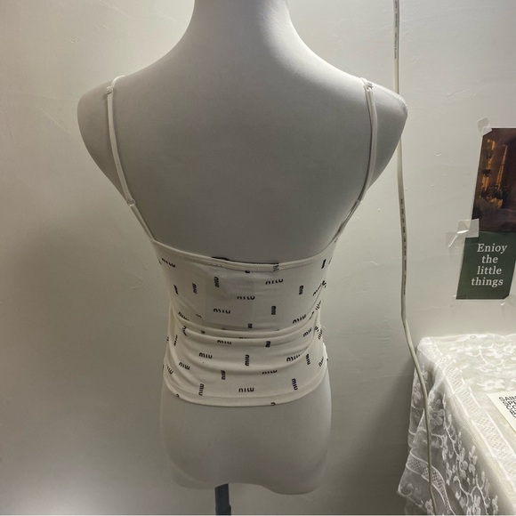 Miu Miu White Logo Print Camisole - Picture 3 of 6